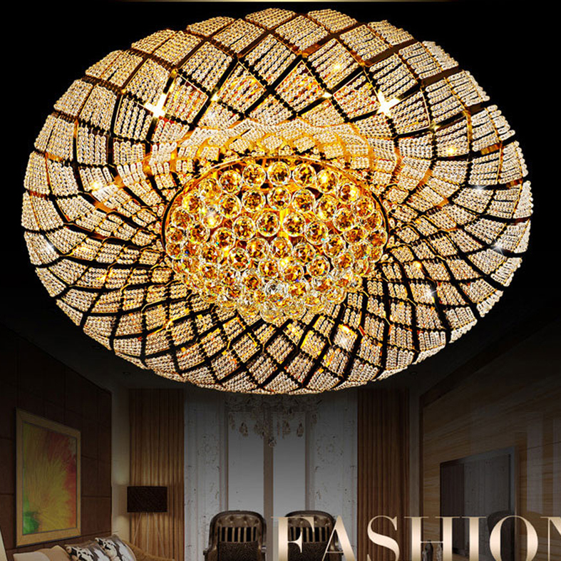 

Modern Crystal Ceiling Lamps LED Lamp American Gold Crystal Ceiling Lights Fixture Round Bird Nest Home Indoor Lighting 3 White Color Change