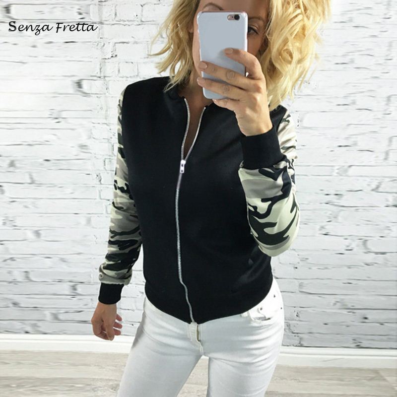

Apparel Outwear Coat New 2016 Long Sleeve XXL Zipper Jeans Camo Camouflage Army Jacket Women NS551, As picture