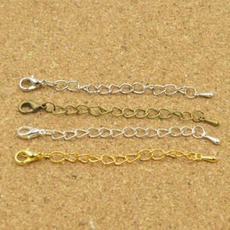 

Wholesale-100PC 70mm Necklace Bracelet Extended&Extension Jewelry Chains/Tail Extender Chain Drops With Lobster Clasps DIY Findings, Blue;slivery