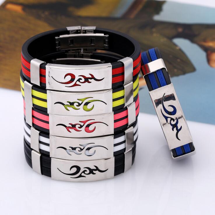 

Titanium steel personalized silicone bracelet tide men fashion stainless steel FB382 mix order 20 pieces a lot Slap & Snap Bracelets