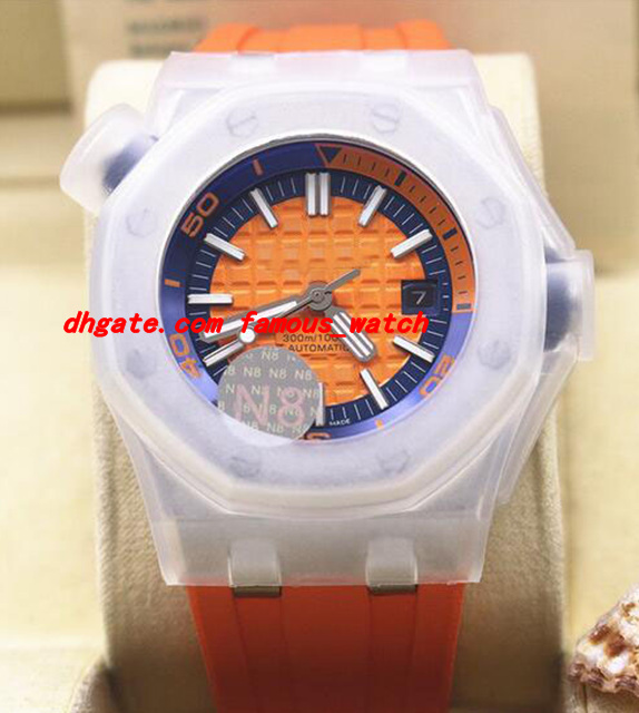 

Luxury Wristwatch Diver Orange Dial ST.OO.A070CA.01 Rubber Bracelet Mechanical Watch Men Watches Top Quality New Arrival, Slivery;brown