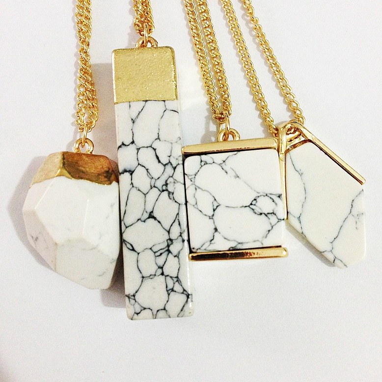 

Hot Selling Stone Pendant Necklaces 2017 New Personality Fashion Women Jewelry Necklace Popular Geometry Party Gift Pendant Necklace