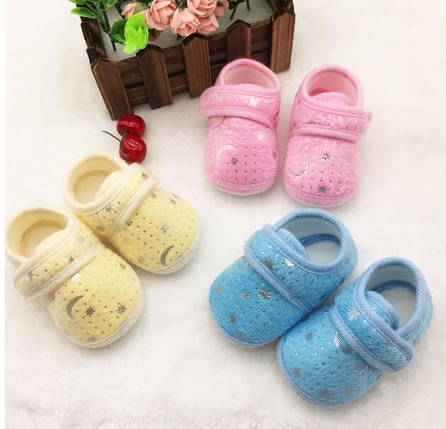 

Cute Star Print Infants Baby First Walkers Boys Girls Hook & Loop Anti-slip Shoes Cotton Crib Shoes Prewalker, A1