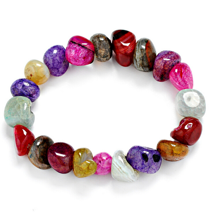 

Hot Sale Lovely Amethyst Jasper Agate Bracelets Random Irregular 7 Chakra Healing Crystals Natural Stone Chips Single Strand Women Bracelets