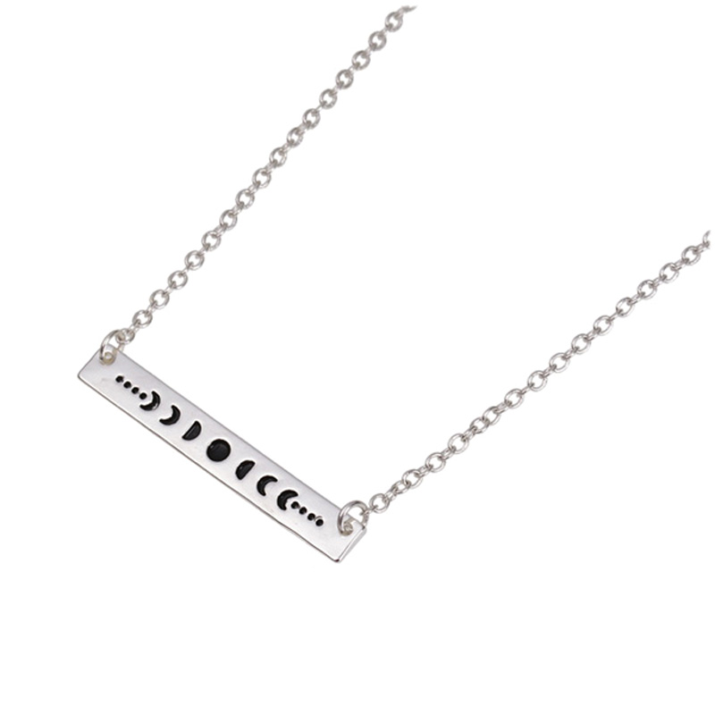 

Simple Gold Silver Bar Pendant Moon Necklace Sun Moon Eclipse Map Necklace for Women Vintage Jewelry Thanksgiving Day Gifts
