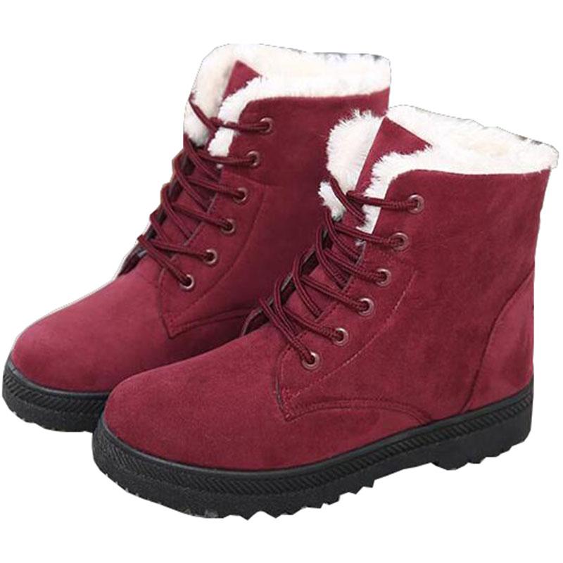 Women winter warm snow boots girls casual waterproof lace-up ankle boots classic outdoor flat tall boots for women size 35-44 free shiping