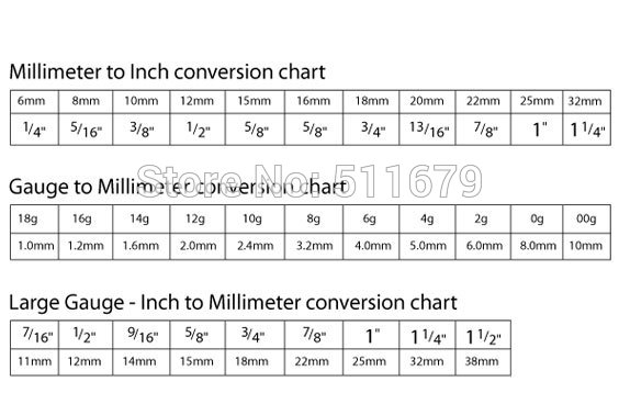 Tongue Bar Sizes Chart