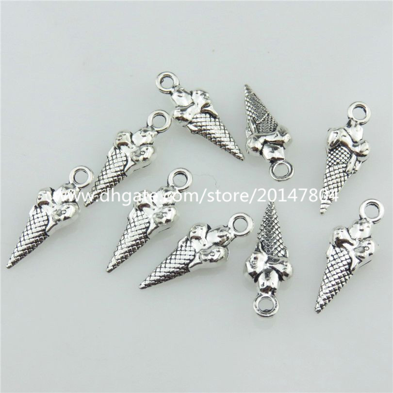 

20715 60pcs Vintage Silver Alloy Summer Food Ice Cream Pendant Jewelry Findings