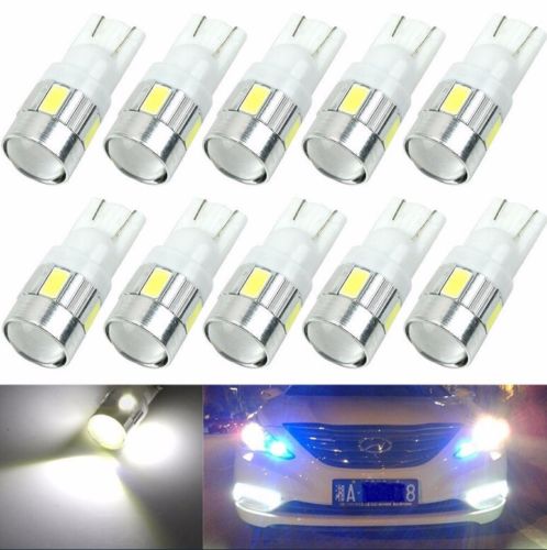 

100X T10 194 168 6000K W5W 5630 LED 6-SMD Car Wedge Light Bulb Projector Lens free shipping