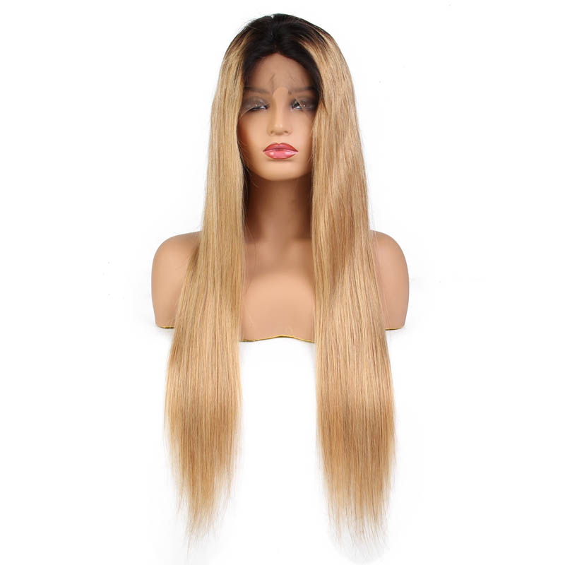

Full Lace Human Hair Wigs with Baby Hair Glueless Lace front Wigs with Natural Hairline Brazilian Remy Ombre Color Hair 1b27, Ombre 1b/27