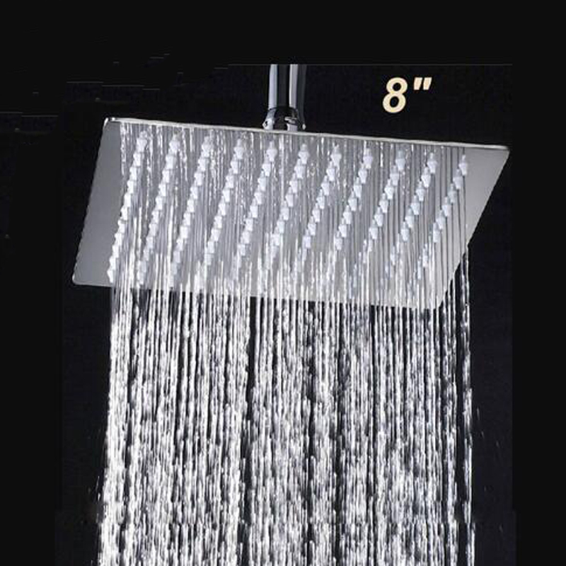 

Free Shipping 8 Inch Stainless Steel Square Shower Head Over head Ultra Thin Top Rainfall Shower Sprayer Head Chrome Finish