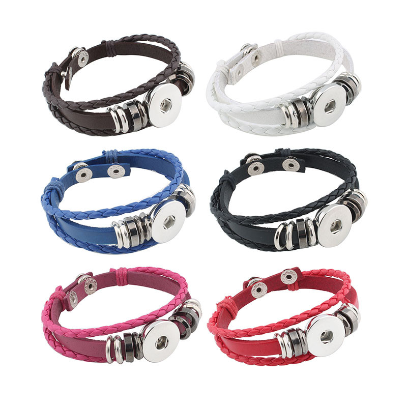 Bracelet à bouton-pression en cuir pour femmes et filles, bijoux à la mode Noosa, 18mm