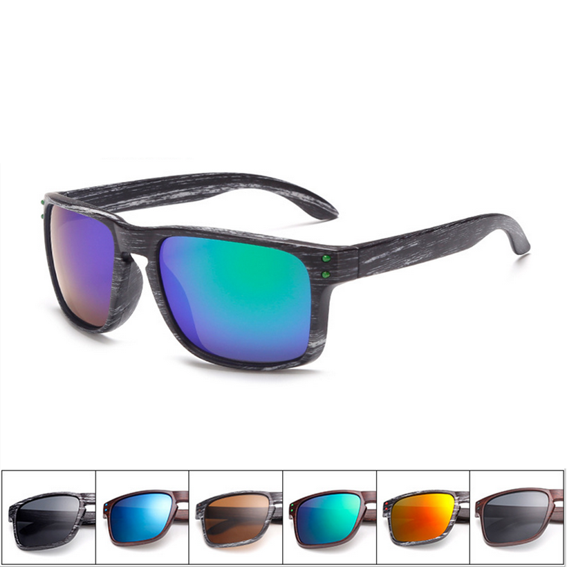 

Classic Mens Sunglasses UV400 Vintage Sun Glasses Black Frames Wood Grain Glasses Men Rivets Eyewear