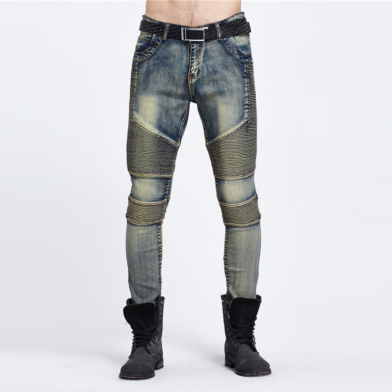 

Wholesale-2016 Men's Cargo Jeans Elastic Waist Jean Pants High Quality Tactical Denim Multi Pocket Male Trouser Cargo Skinny Jeans for Men, C6604