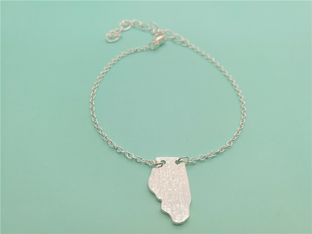 

5PCS Illinois State Map Bracelet Outline IL State Bracelets America USA State Map Chicago Bracelets for Hometown Gifts