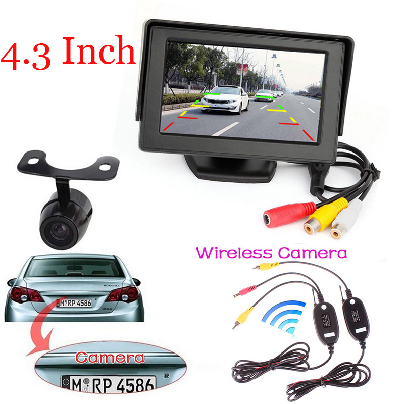 

Night vision 2.4 Wireless HD Reversing Backup Wide Angle CCD Rear View Camera + 4.3" TFT LCD Car Reverse Rear View Monitor