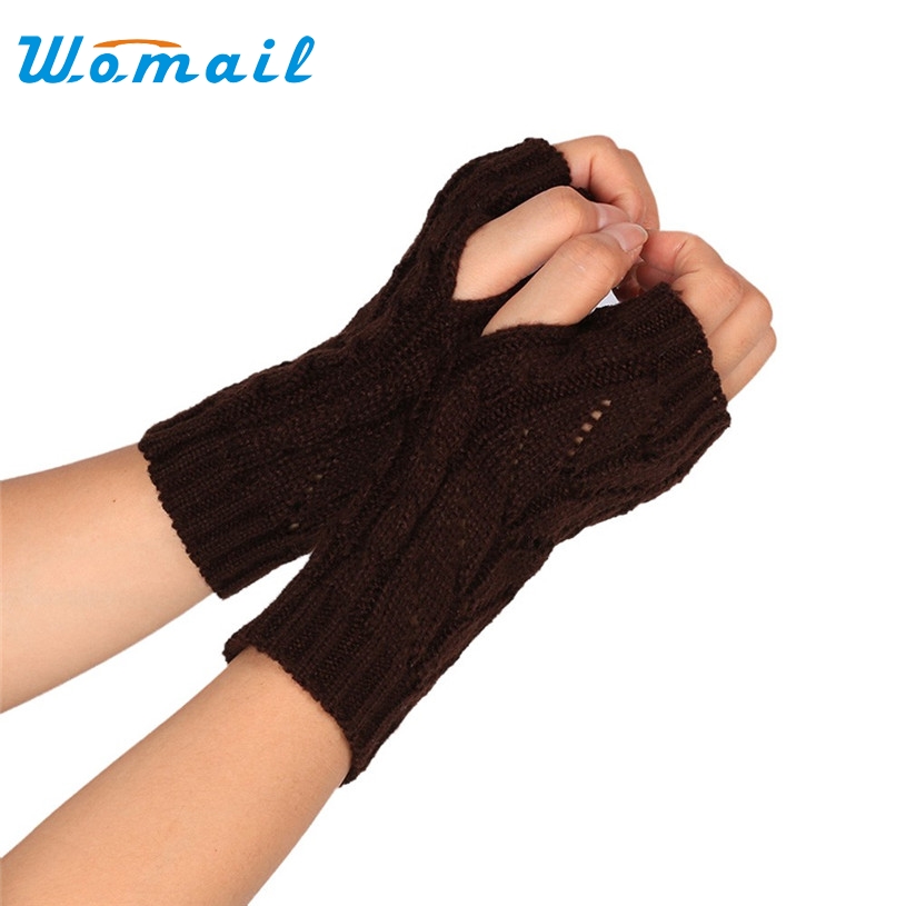 

Wholesale- Womail Fashion Winter Women Knitted Fingerless Gloves Mitten short half finger gloves Women's Accessories 2017 Gift 1pair