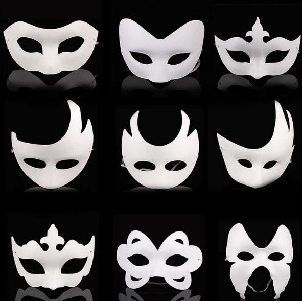

Blank White Masquerade mask Kids Adults Mardi Gras Christmas Halloween midnight costume DIY Half Full Face Masks Animal cartoon Mask