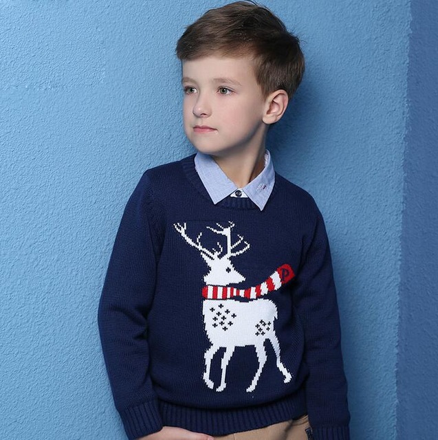 2017 Printemps Automne Hiver Nouveau Enfants de Bande Dessinée De Noël Deer Chandail Manteau Enfants Vêtements Bébé Coton épais en laine top Garç