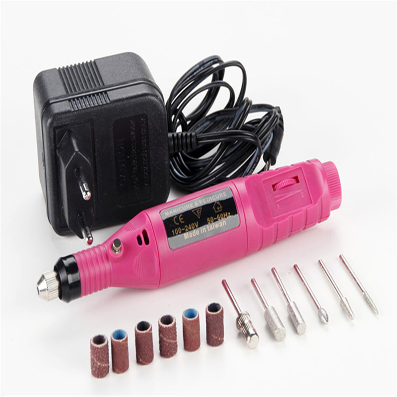

Wholesale- Professional Power Drill Electric Manicure Machine Nail Drill Pen Pedicure File Polish Shape Tool Feet Care Product 1Set 6bits