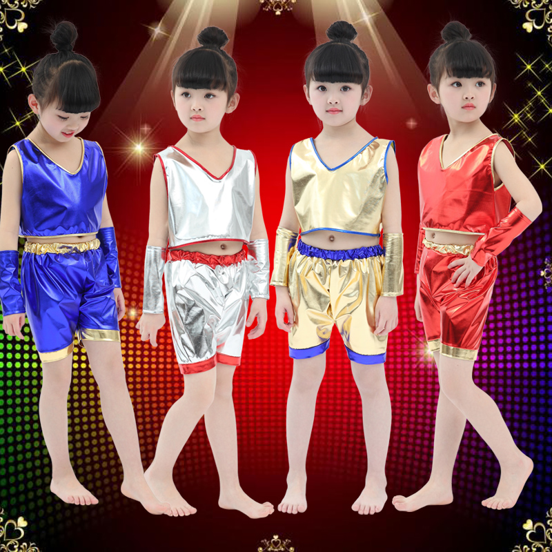 

5 pcs Children 's Baby Shine Dress Up Jazz Dancing Dress Boy Girl Dance Costume, Red