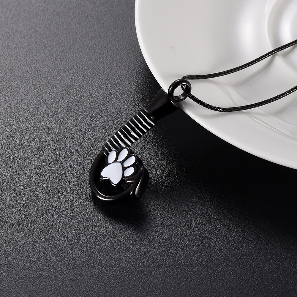 

LkJ9926 Paw Hook Shape Pet Cremation Necklace Hold Loved Dog/ Cat Ashes Keepsake Stainless Steel Jewelry with Free Funnel