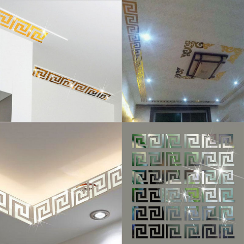 10pcs/set Geometric Waist 3D Mirror Wall Sticker For Ceiling Living Room Bedroom Acrylic Mural Wall Decals Modern DIY Home Decor-image-402360395