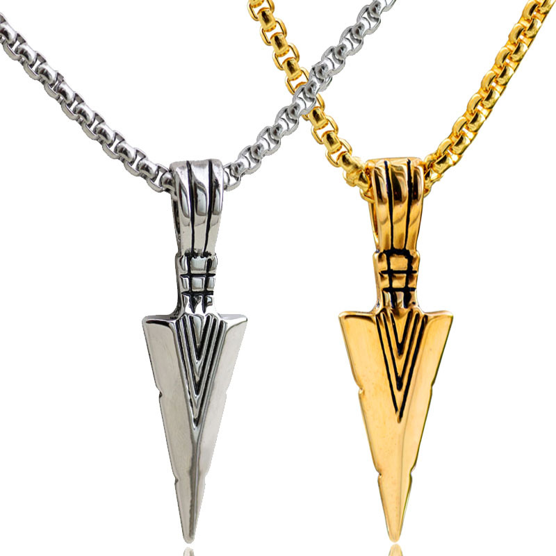 

Triangle Titanium Steel Pendant Stainless Steel Arrow Necklace Personality Europe and Jewelry Men's Domineering Pendant