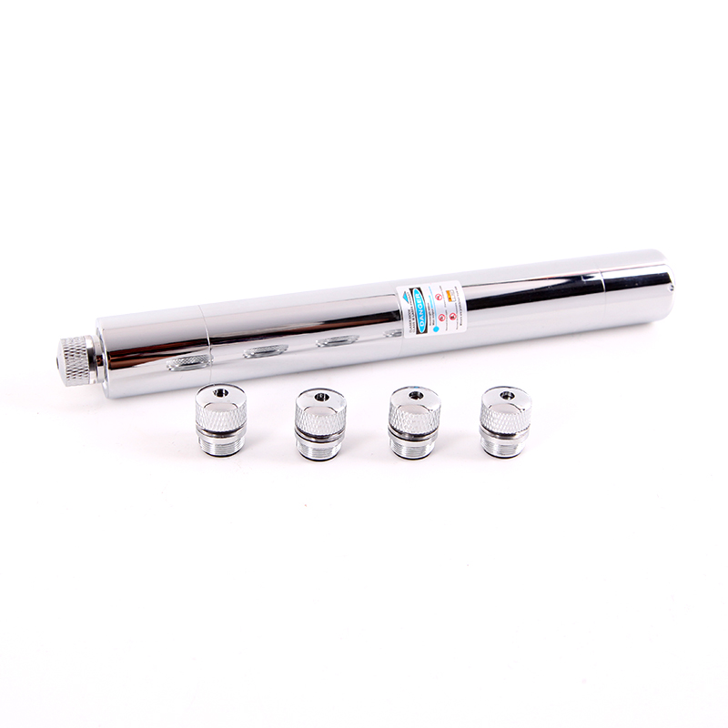 

High Power 450nm Blue Laser Pointer Silver Plate Adjustable Focus Engrave Wood Visiable Strong Beam Lazer pen 5 star caps s294l