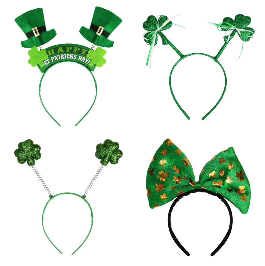 

Irish St Patricks Day Headband Green Leprechaun hairband Shamrock Buckle Fancy Dress Carnival Christmas accessories party top hats favor