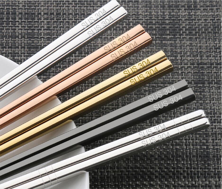 

5pair SUS304 18/10 Stainless steel chopsticks Reusable chinese clip food tableware