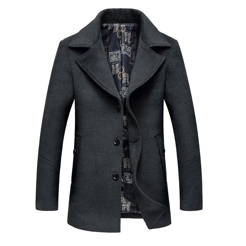 Wholesale- Men's Wool Jackets Overcoat Plus Size 6XL Spring Autumn Brand Men Manteau Homme Woolen Jackets And Coats Mens Warm Wool Overcoat
