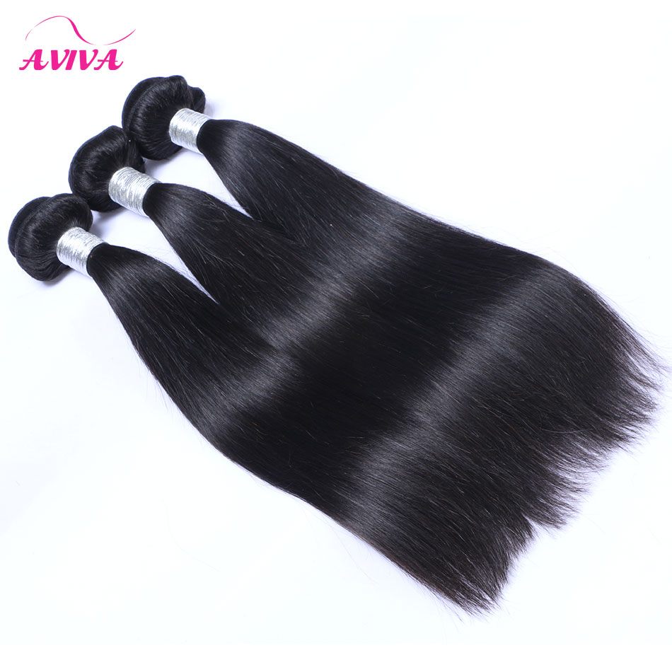 

Indian Straight Virgin Human Hair Weave Bundles Unprocessed Indian Remy Human Hair Extensions Natural Black Double Wefts 3 PCS Lot can dye, Natural color