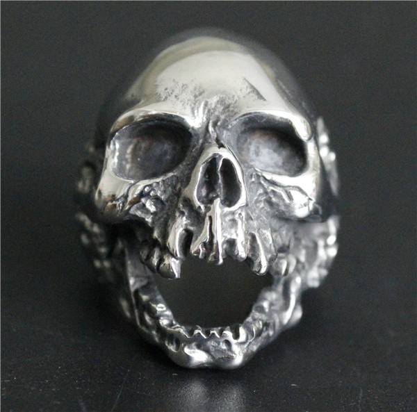 

5pcs/lot Newest Design Size 7-15 Huge Ghost Skull Ring 316L Stainless Steel Fashion Jewelry Popular Dead Skull Ring, Silver