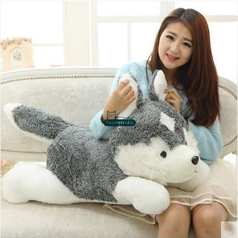 

Dorimytrader New Hot 100cm Giant Cute Simulated Animal Husky Plush Toy Big Stuffed Cartoon Dog Doll Pillow Baby Gift DY61608, As picture