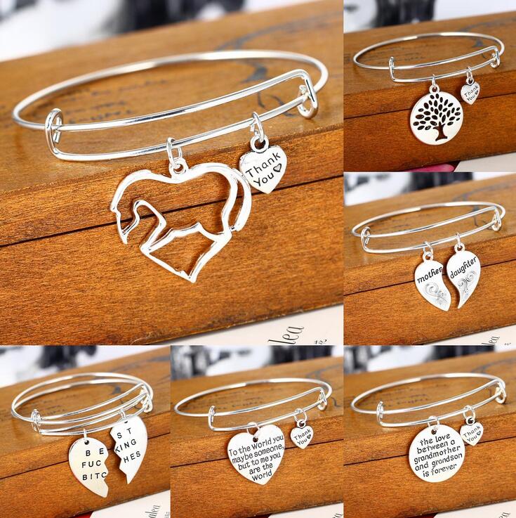 

High quality Hot letter engraved family series Adjustable bracelet Christmas gifts FB172 mix order 20 pieces a lot Charm Bracelets