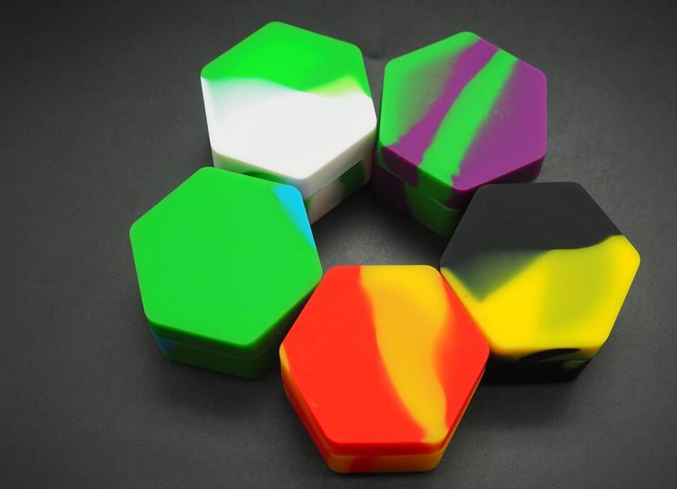 

10pcs/lot silicone containers hexagon shape silicone container for dabs concentrate