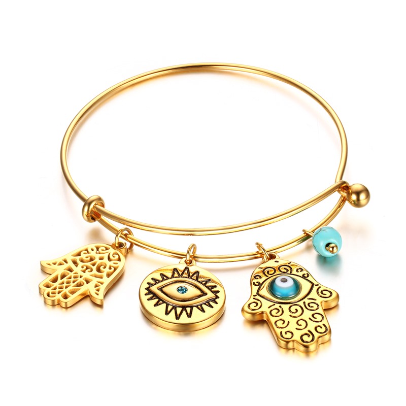 Fashion Femmes Charms BraceletsBangles Bangles Hamsa Bracelets ajustables avec des yeux en forme de bijoux féminins 2 Modèle