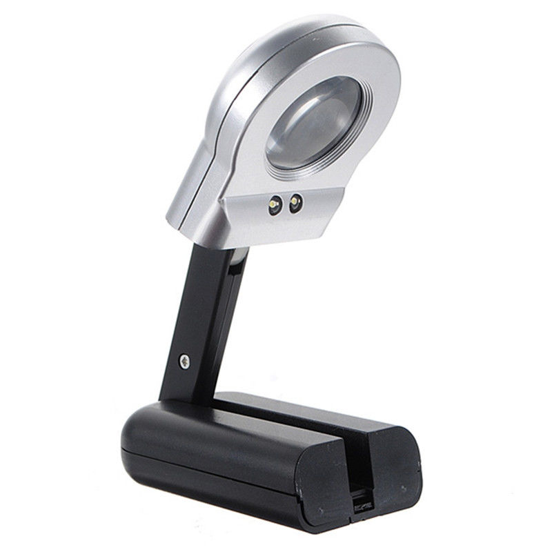 

16X 30mm Illuminated Magnifier Magnifying Glass LED Folding Stand Jewelry Loupe