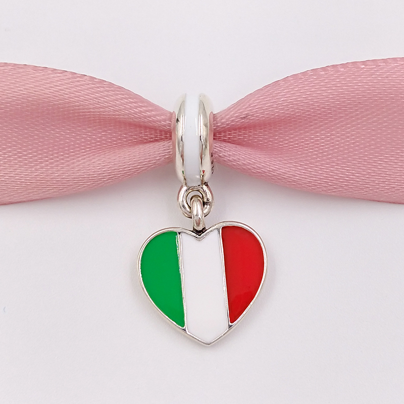 

Andy Jewel 925 Silver Beads Italy Heart Flag Pendant Charm Fits European Pandora Style Jewelry Bracelets & Necklace for jewelry making 791547ENMX