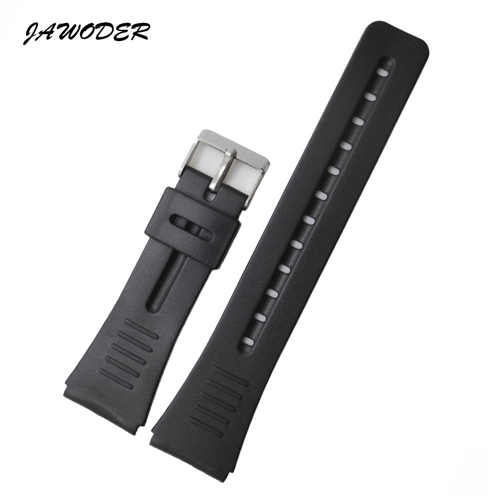 

JAWODER Watchbands 18 20 22mm Black Silicone Rubber Watch Band Strap Pin Buckle for Casio Sports Watch Straps