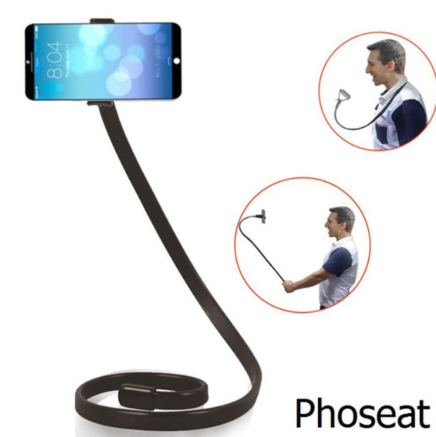 

Original Phoseat Flexible Long Arms Mobile Phone Holder Universal Stand Snake Shaped Clamp Mount Collapsible Car Desk Selfie Mount Bracket, Black