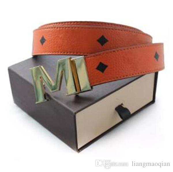 

Top quality genuine leather belts for men women alloy buckle mens belts designer belts A+++ Waistband gift, Yellow