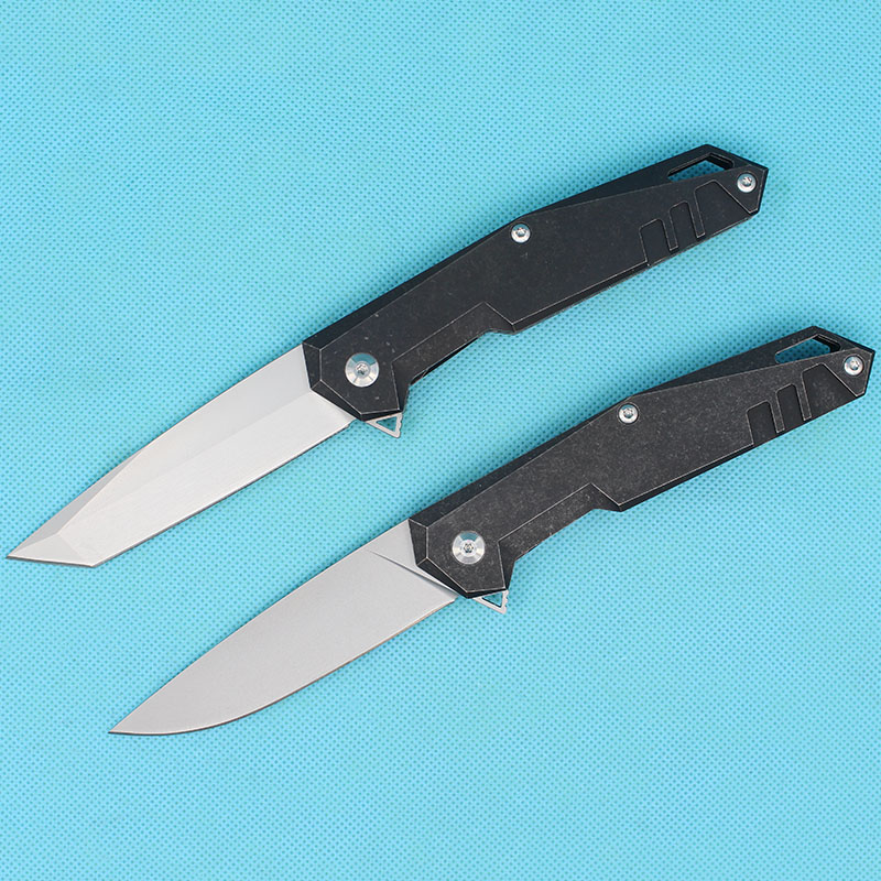 

2017 New 2 Style Flipper Folding Knife D2 Titanium Blade TC4 Titanium Aloy Handle EDC Pocket Knives With Nylon Bag