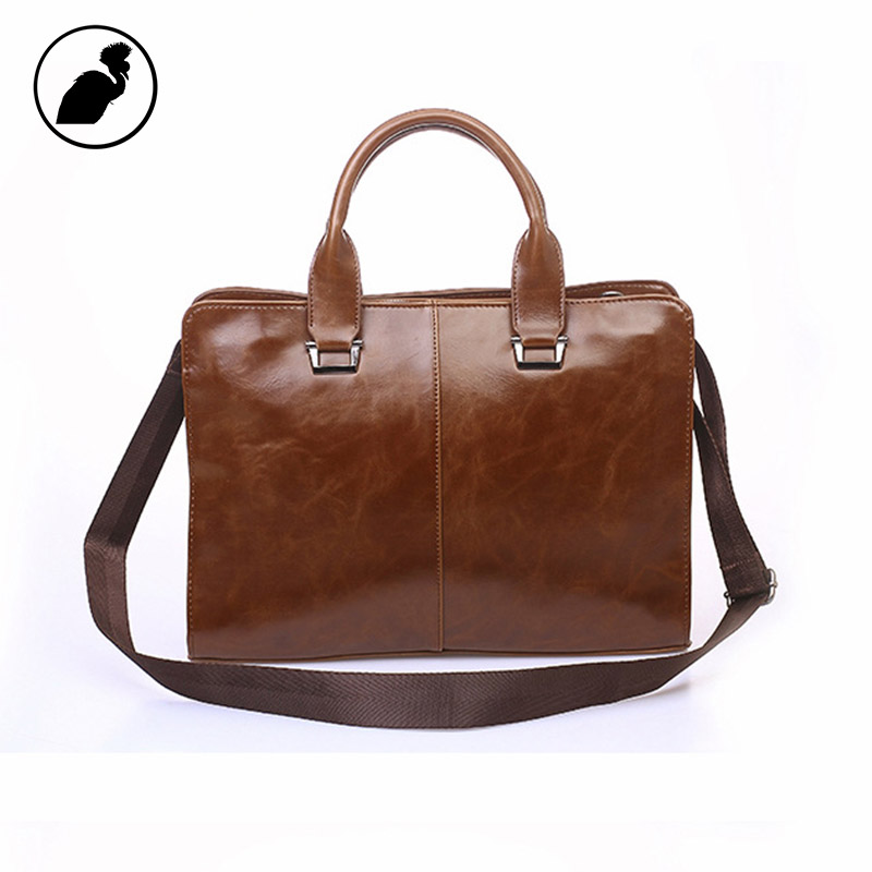 

Wholesale- ETONWEAG New 2017 men famous brands Italian leather brown zipper medium business briefcase vintage laptop shoulder bags, Black