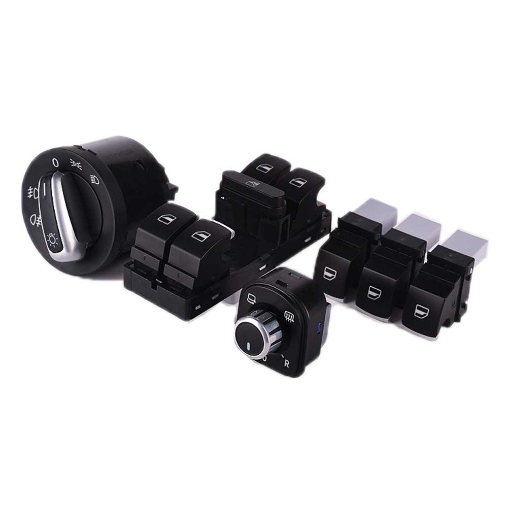 

CAR Guaranteed 100% OEM Chrome Headlamp Window Switch Kit For VW Jetta Golf MK5 MK6 GTI Tiguan Free Shipping, Black