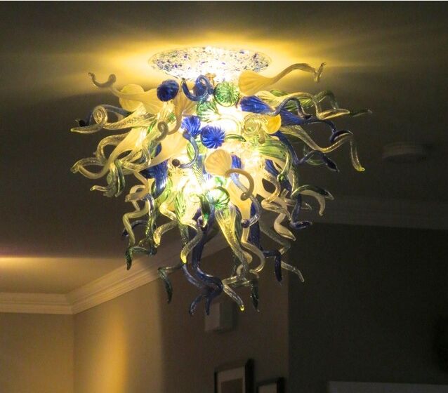 

Hot Sale Art Glass Crystal Light Multicolor Flush Mounted Ceiling Decor LED110V-240V Ceiling Style Blown Glass Ceiling Light Fixture