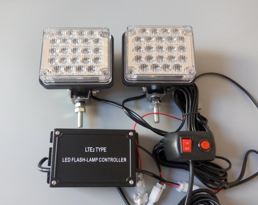 Feux d'avertissement de pare-chocs avant de voiture Led DC12V 12W, signal lumineux clignotant, lumière de secours de moto avec interrupteur de co