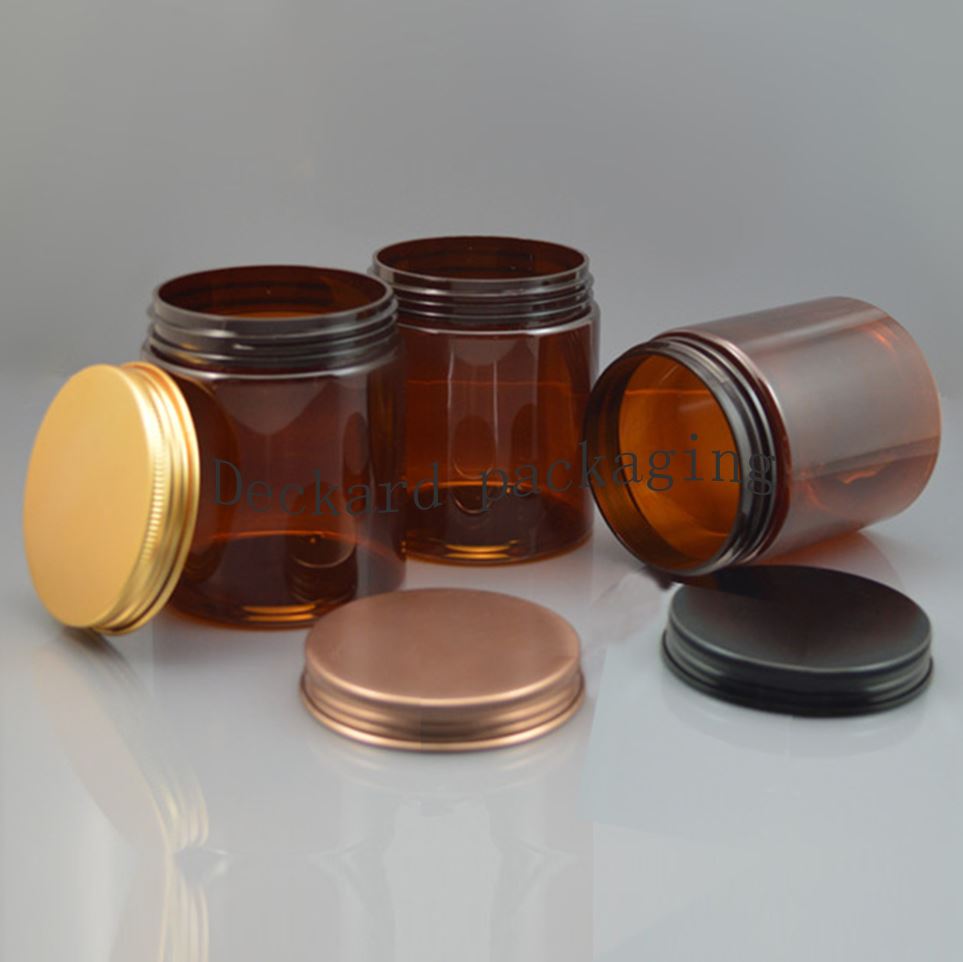 

Breeze 30pcs 250ml brown jar Empty Cosmetic Containers Bottle 250g Cosmetici Jar Plastic Jars With Lid Makeup Storage
