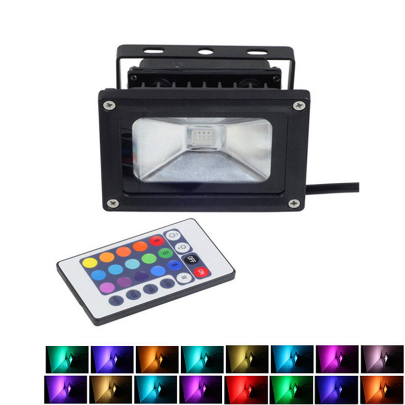 

LED Floodlights 10W 20W 30W 50W RGB Flood Light Outdoor Lighting 16 Color RGB Remote Control spotlight 85-265V IP65 Floodlight